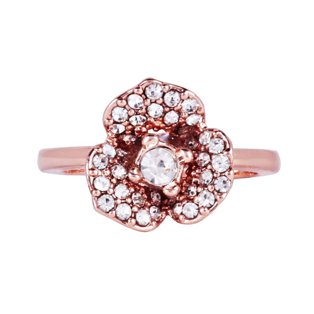 Premium Rosegold Plated Lightweight Rose Motif Flexible Finger Ring For Women : 576-RGWERING