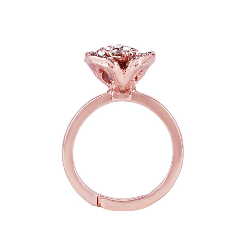 Premium Rosegold Plated Lightweight Rose Motif Flexible Finger Ring For Women : 576-RGWERING