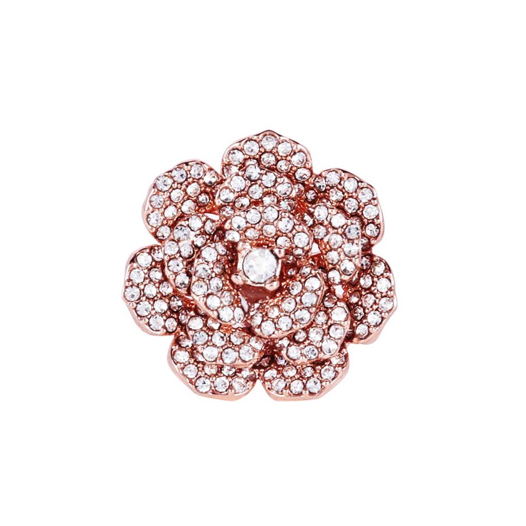 Minimalist Lightweight Rose Finger Ring: Rosegold Plated Adjustable Floral Motif Jewelry For Women : 569-RGWERING