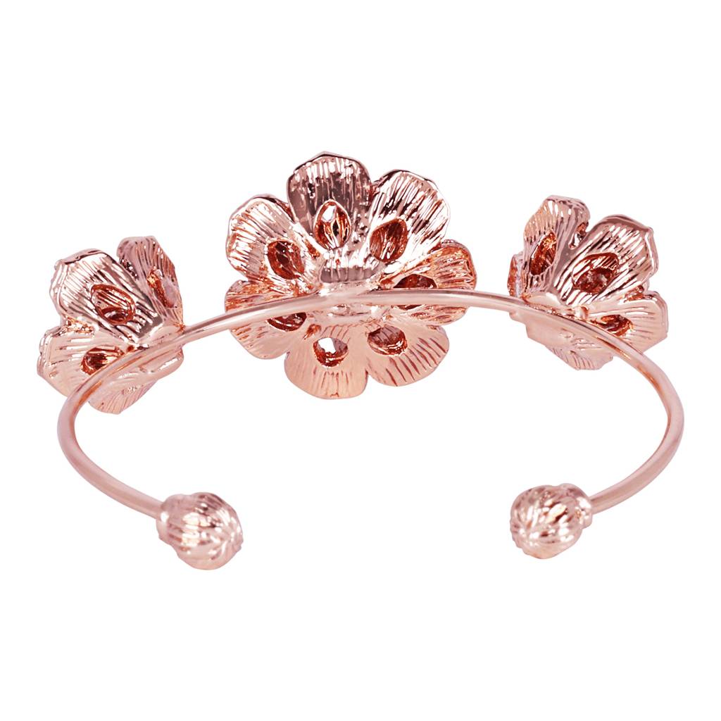 Premium Rosegold Plated Rose Motif Cuff Bracelet: Timeless Floral Design For Women : 102198-RGWEBR
