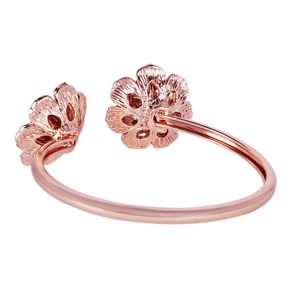 Elegant Rose Motif Cuff Bracelet: Exclusive Rosegold Plated Floral Design For Women : 102199-RGWEBR