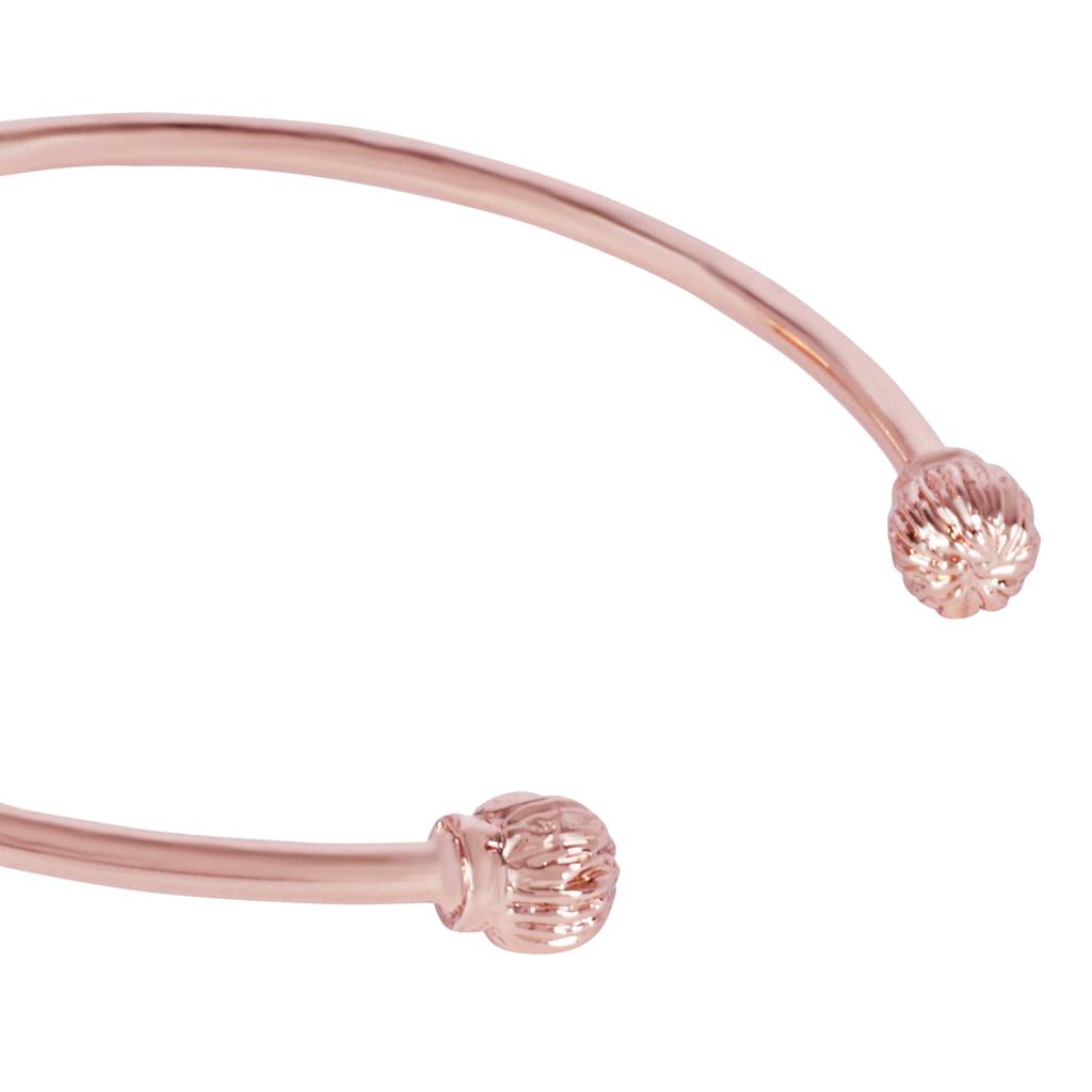 Luxurious Rose Motif Cuff Bracelet: Rosegold Plated With Floral Charms : AD-111-RGWEBR