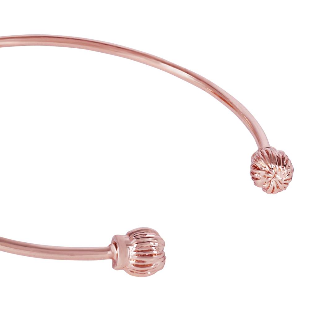 Trendy Rose Motif Cuff Bracelet For Women: Premium Rosegold Plated With Floral Detailing : 102201-RGWEBR