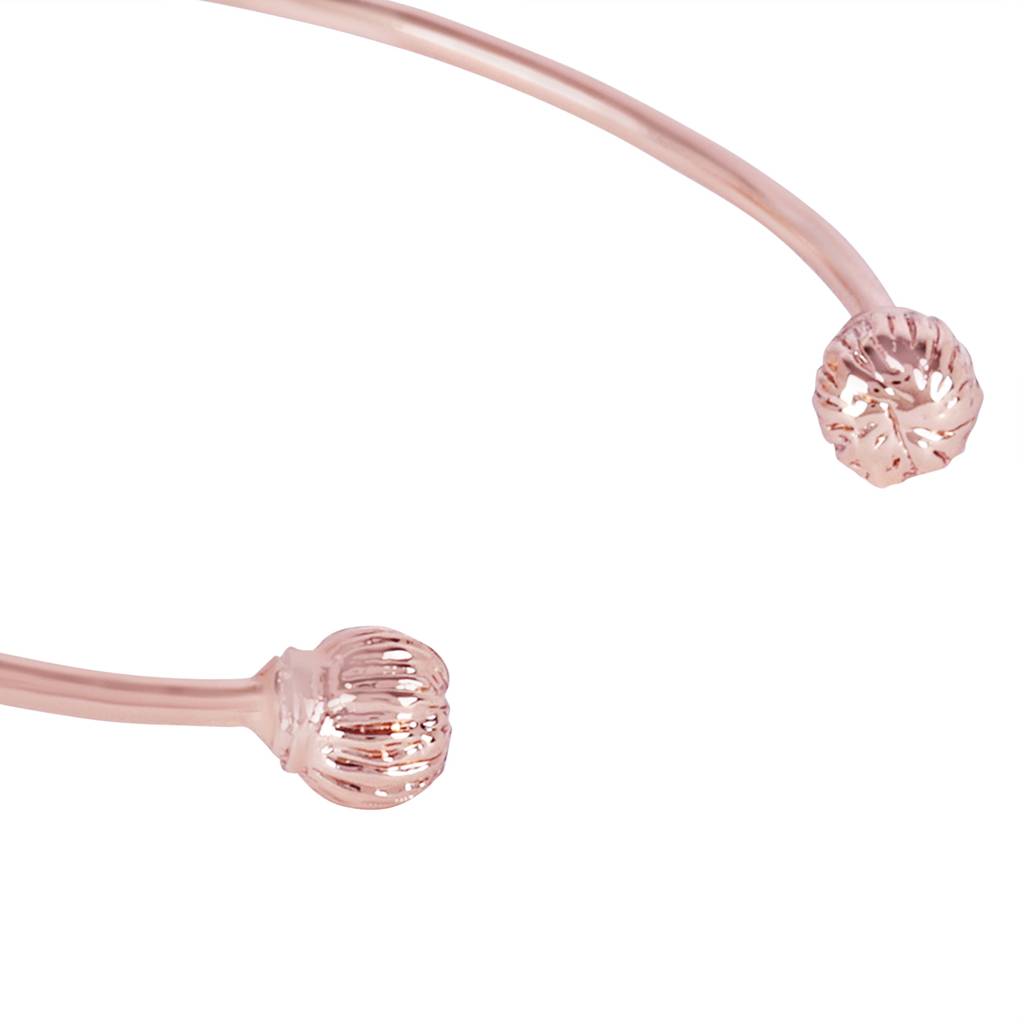 Exclusive Rose-Embellished Rosegold Cuff Bracelet: Delicate Floral Motif For Women : 102206-RGWEBR
