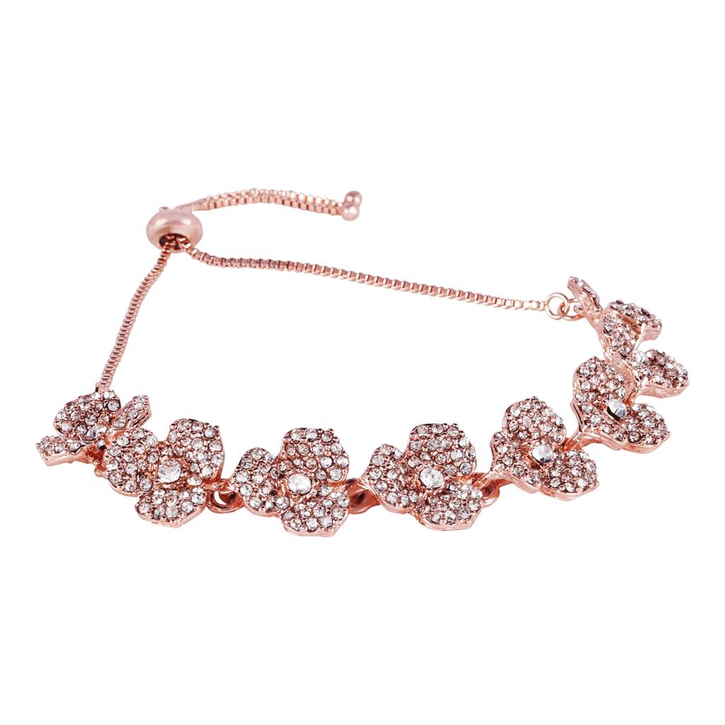 Graceful Rose Charm Bracelet For Women|Elegant Rose Design With White American Diamonds For A Touch Of Eternal : 102210-RGWEBR