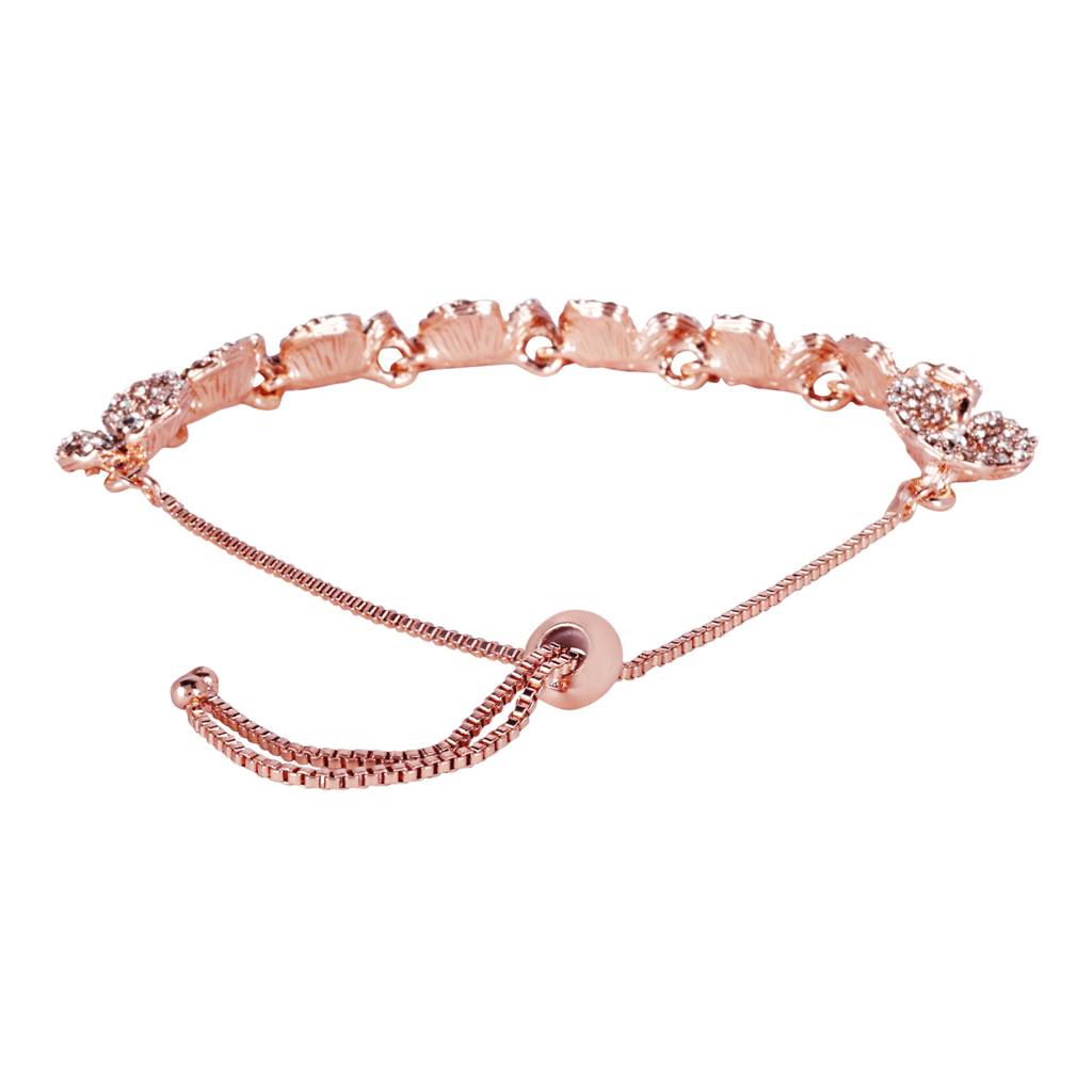 Graceful Rose Charm Bracelet For Women|Elegant Rose Design With White American Diamonds For A Touch Of Eternal : 102210-RGWEBR