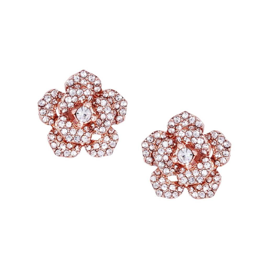 Premium Rosegold Plated Floral Rose Stud Earrings For Women Â A Symbol Of Everlasting Love : 10239-RGWEERER