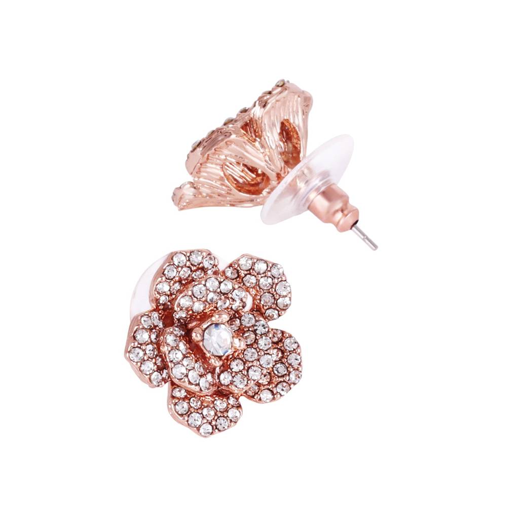 Premium Rosegold Plated Floral Rose Stud Earrings For Women Â A Symbol Of Everlasting Love : 10239-RGWEERER