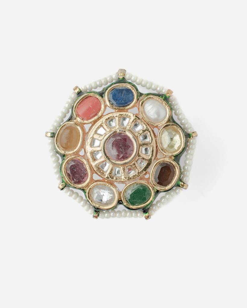 Vivinia By Vidhi Mehra Saadgi Gold Plated Multicolored Womens Kundan, Polki Ring-Vr002 : VR002
