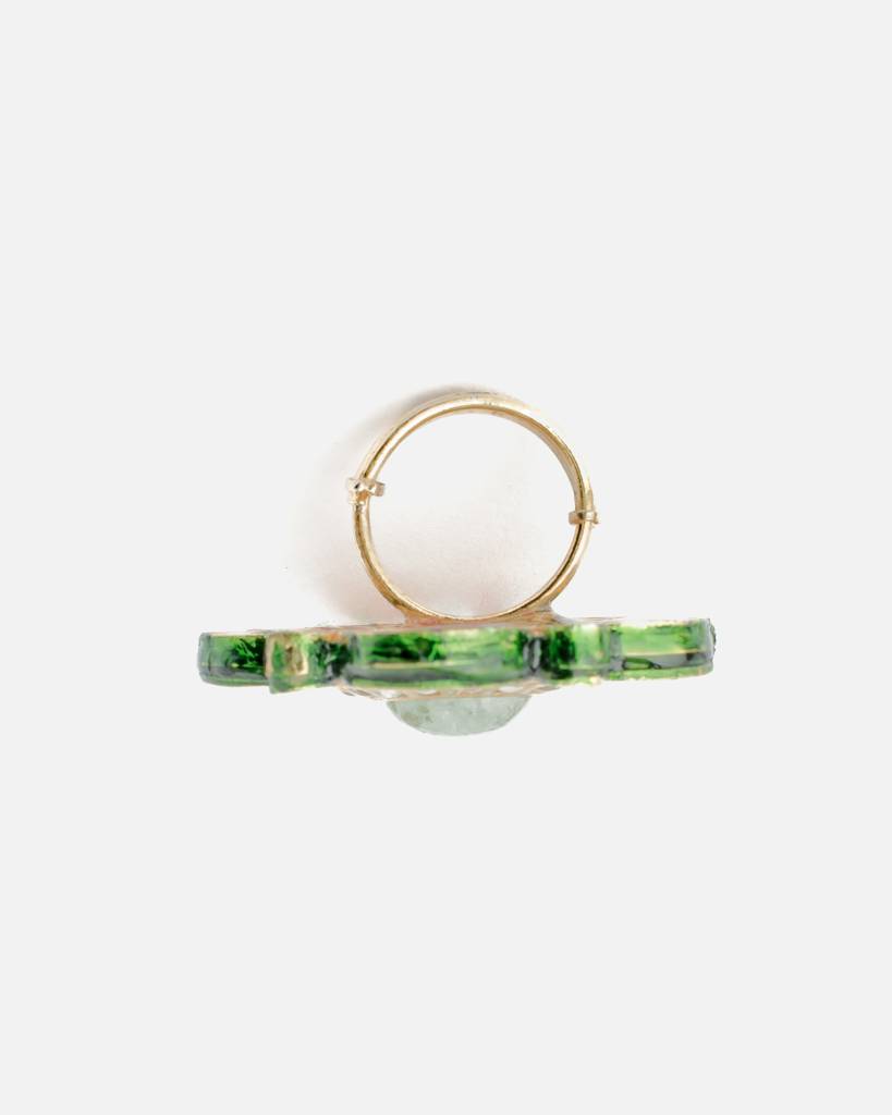 Vivinia By Vidhi Mehra Saadgi Gold Plated Green Womens Kundan, Polki Ring-Vr009 : VR009