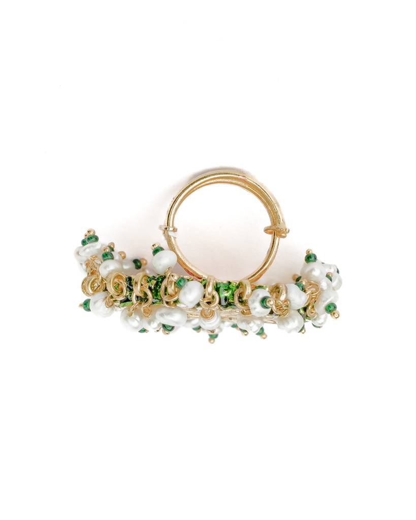 Vivinia By Vidhi Mehra Saadgi Gold Plated Green Womens Kundan, Polki Ring-Vr016 : VR016
