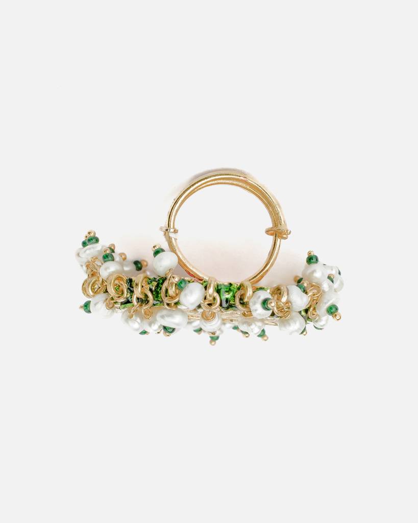 Vivinia By Vidhi Mehra Saadgi Gold Plated Green Womens Kundan, Polki Ring-Vr016 : VR016