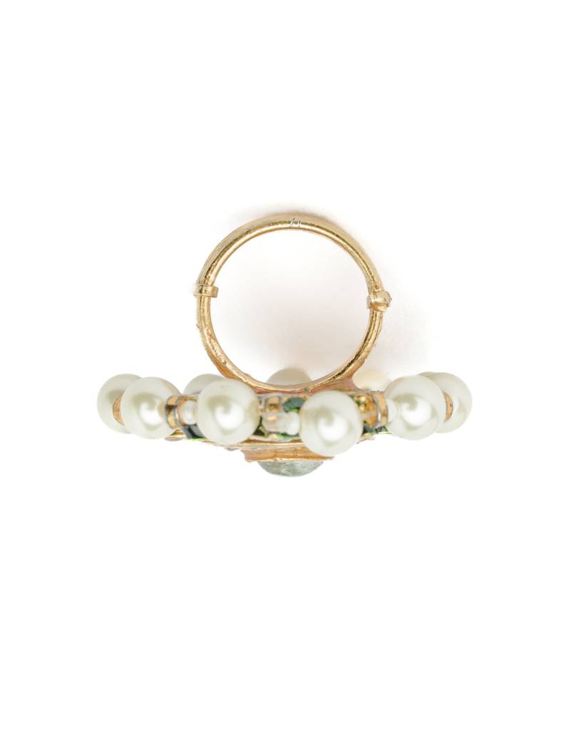 Vivinia By Vidhi Mehra Saadgi Gold Plated Green Womens Kundan, Polki Ring-Vr025 : VR025