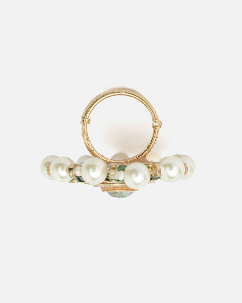 Vivinia By Vidhi Mehra Saadgi Gold Plated Green Womens Kundan, Polki Ring-Vr025 : VR025