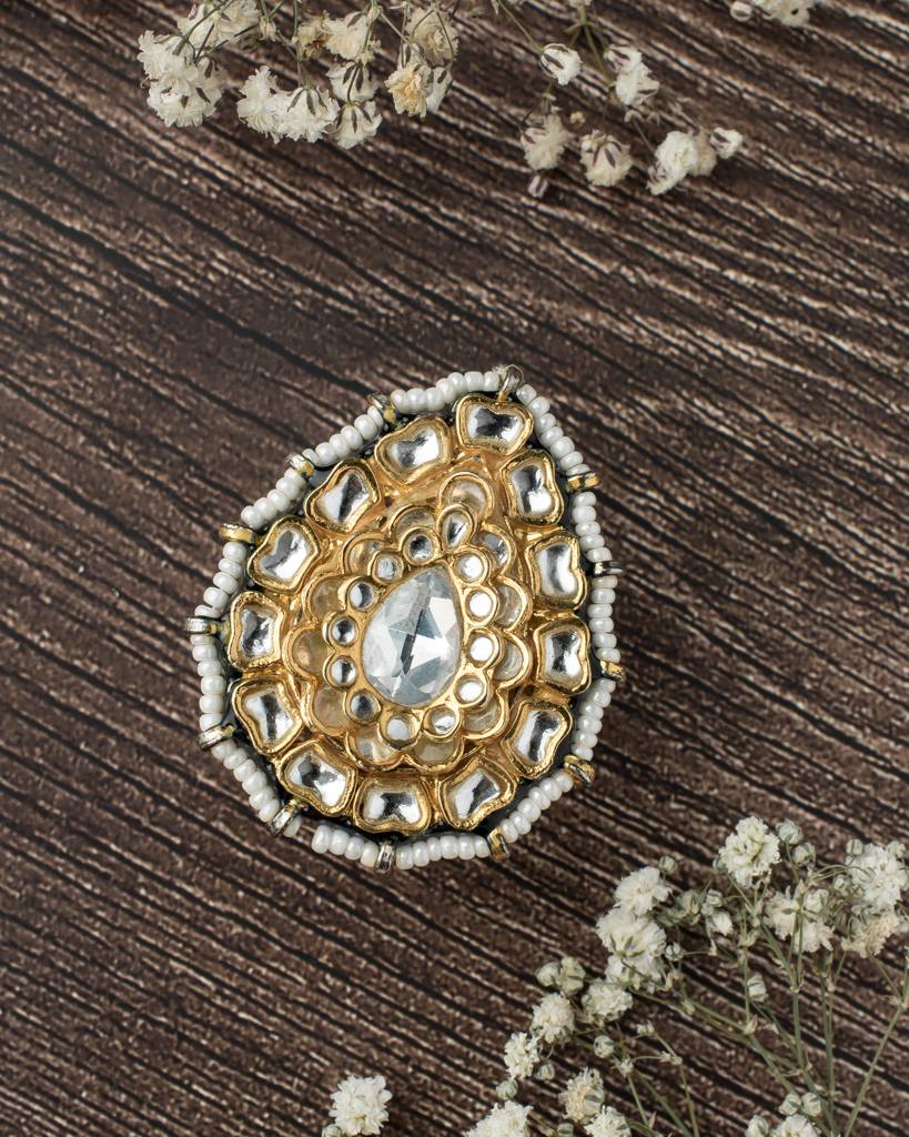 Vivinia By Vidhi Mehra Saadgi Gold Plated Womens Kundan, Polki Ring-Vr036 : VR036