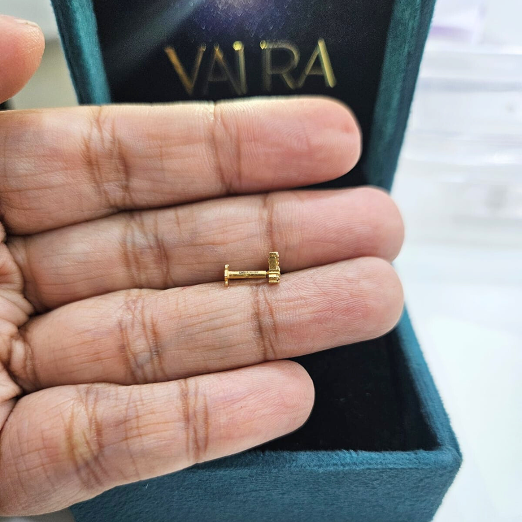 Baguette Corner Piercing Ear Studs Pair Lab Diamond : VR052