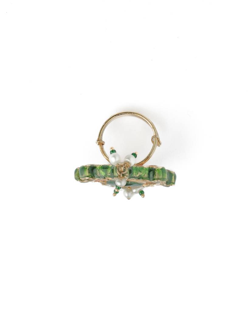 Vivinia By Vidhi Mehra Saadgi Gold Plated Green Womens Kundan, Polki Ring-Vr184 : VR184