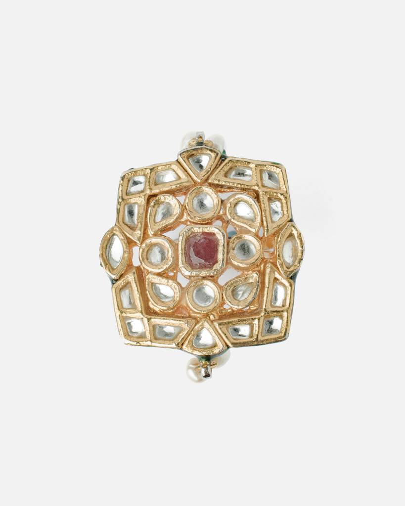 Vivinia By Vidhi Mehra Saadgi Gold Plated Maroon Womens Kundan, Polki Ring-Vr189 : VR189
