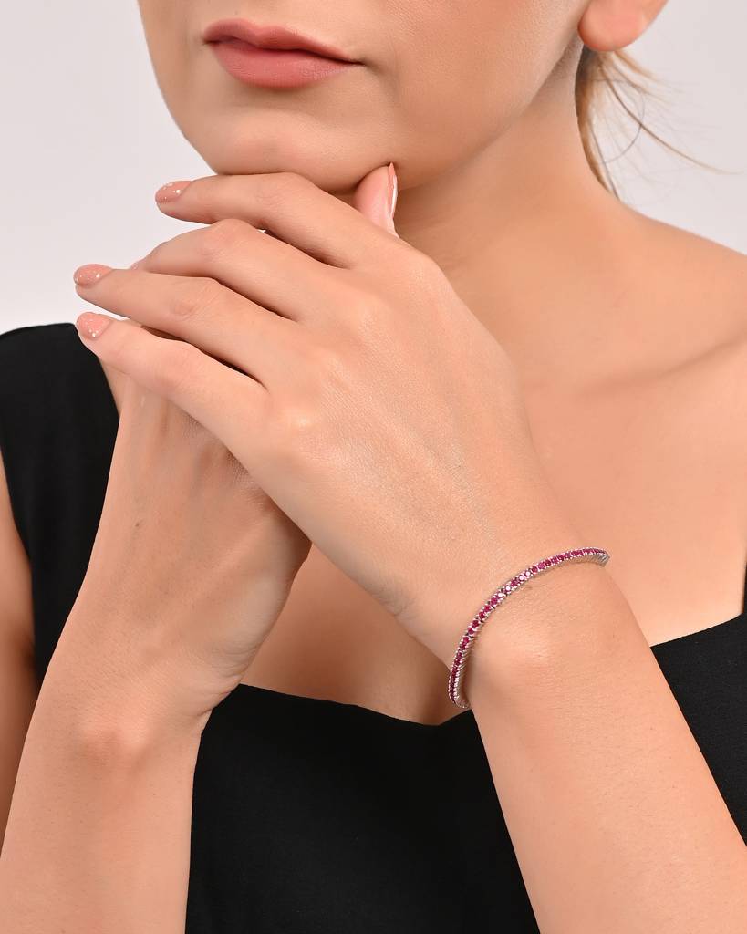 Real Ruby Tennis Bracelet : VYB38-Ruby