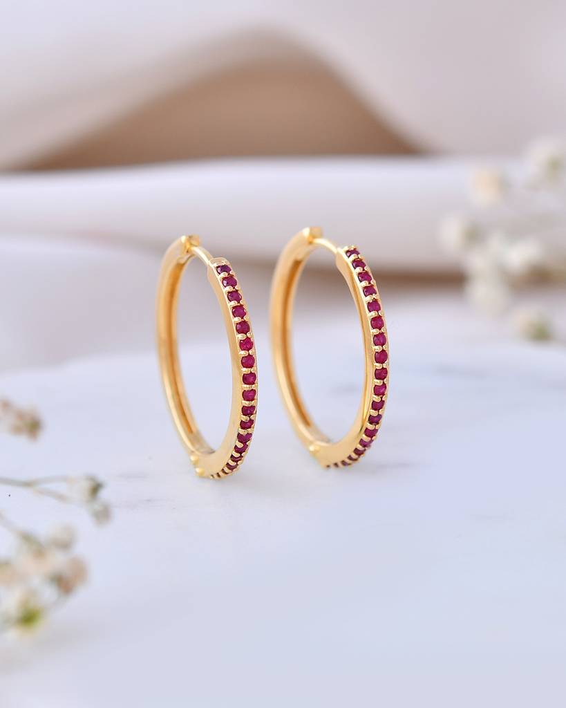 Natural Ruby Hoops Earrings : VYE32