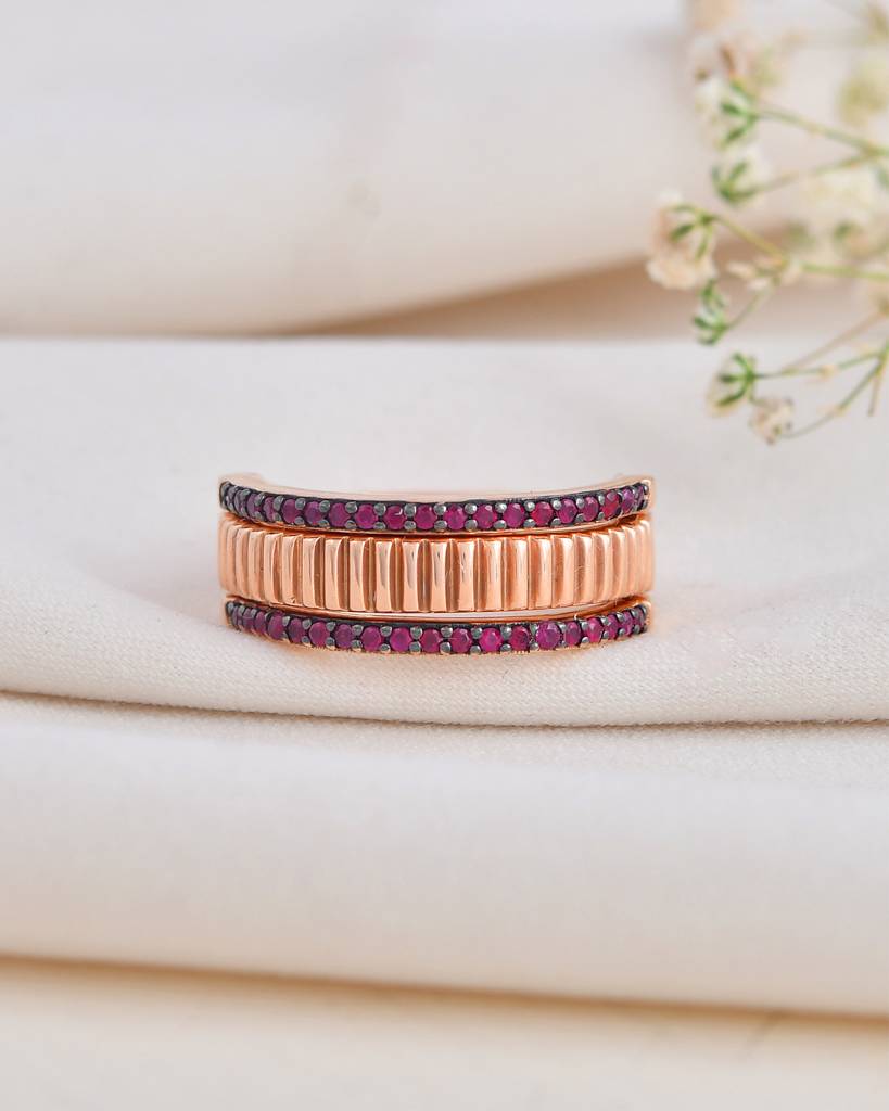 3 In 1 Diamond And Natural Ruby Band : VYR43-R