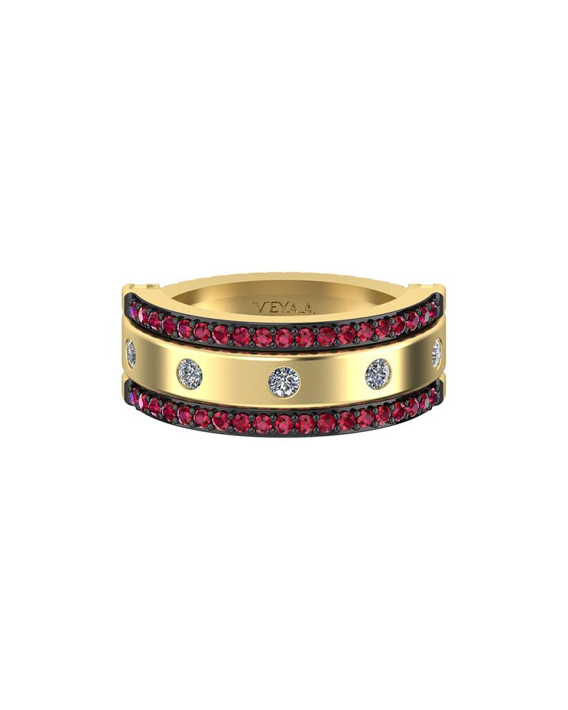 3 In 1 Diamond And Natural Ruby Band : VYR43-R