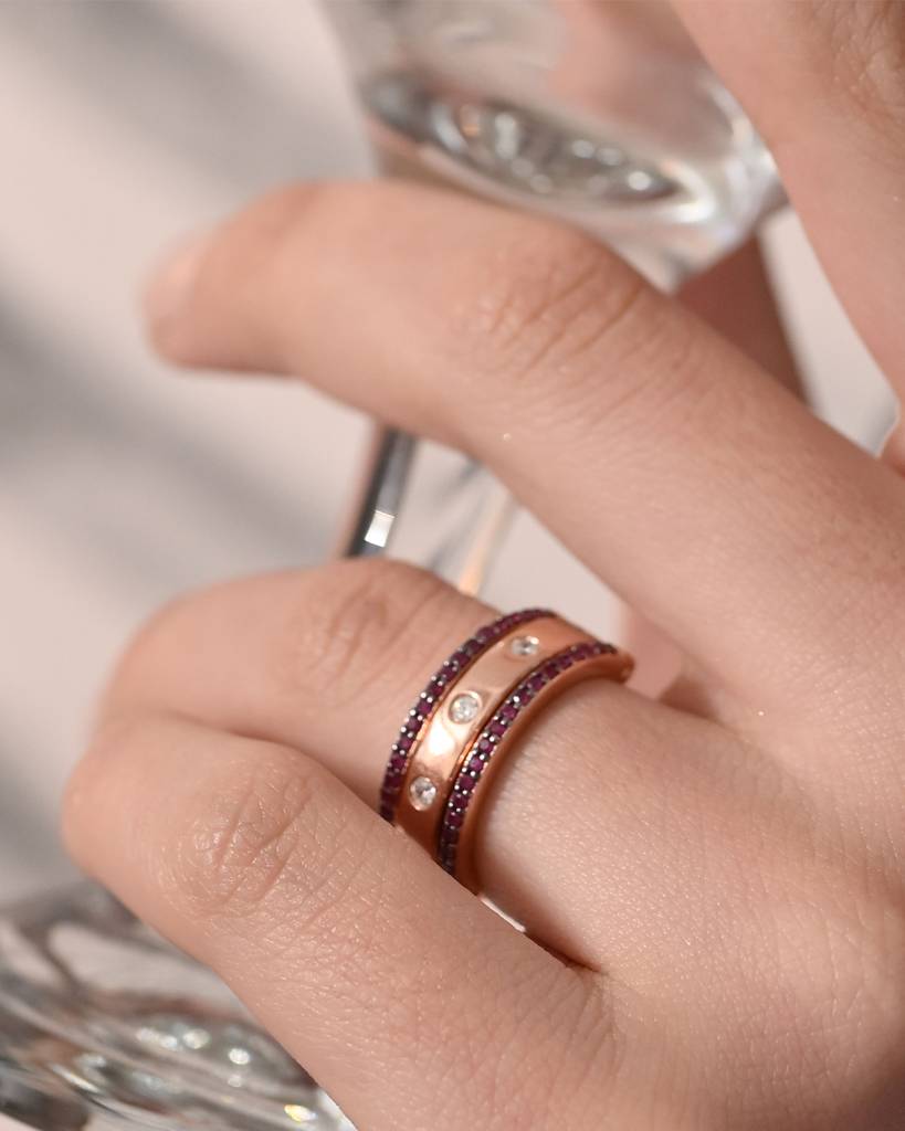 3 In 1 Diamond And Natural Ruby Band : VYR43-R