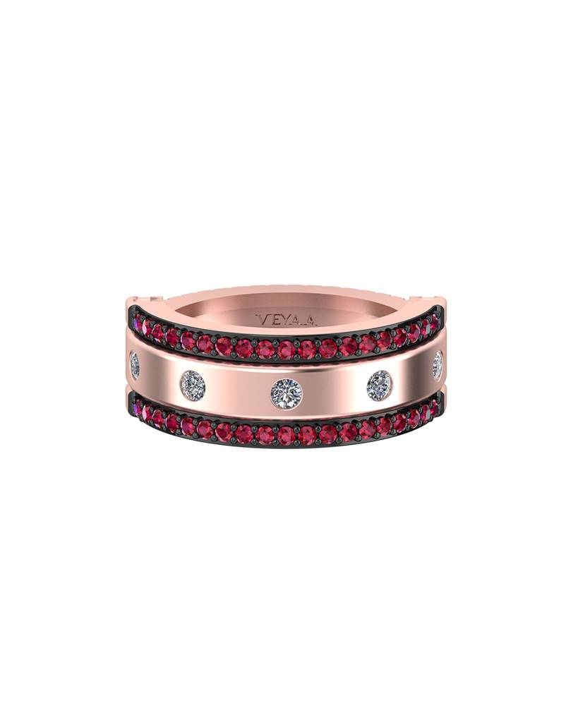 3 In 1 Diamond And Natural Ruby Band : VYR43-R