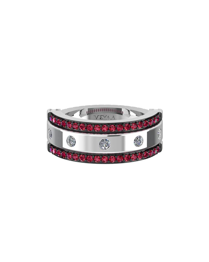 3 In 1 Diamond And Natural Ruby Band : VYR43-R