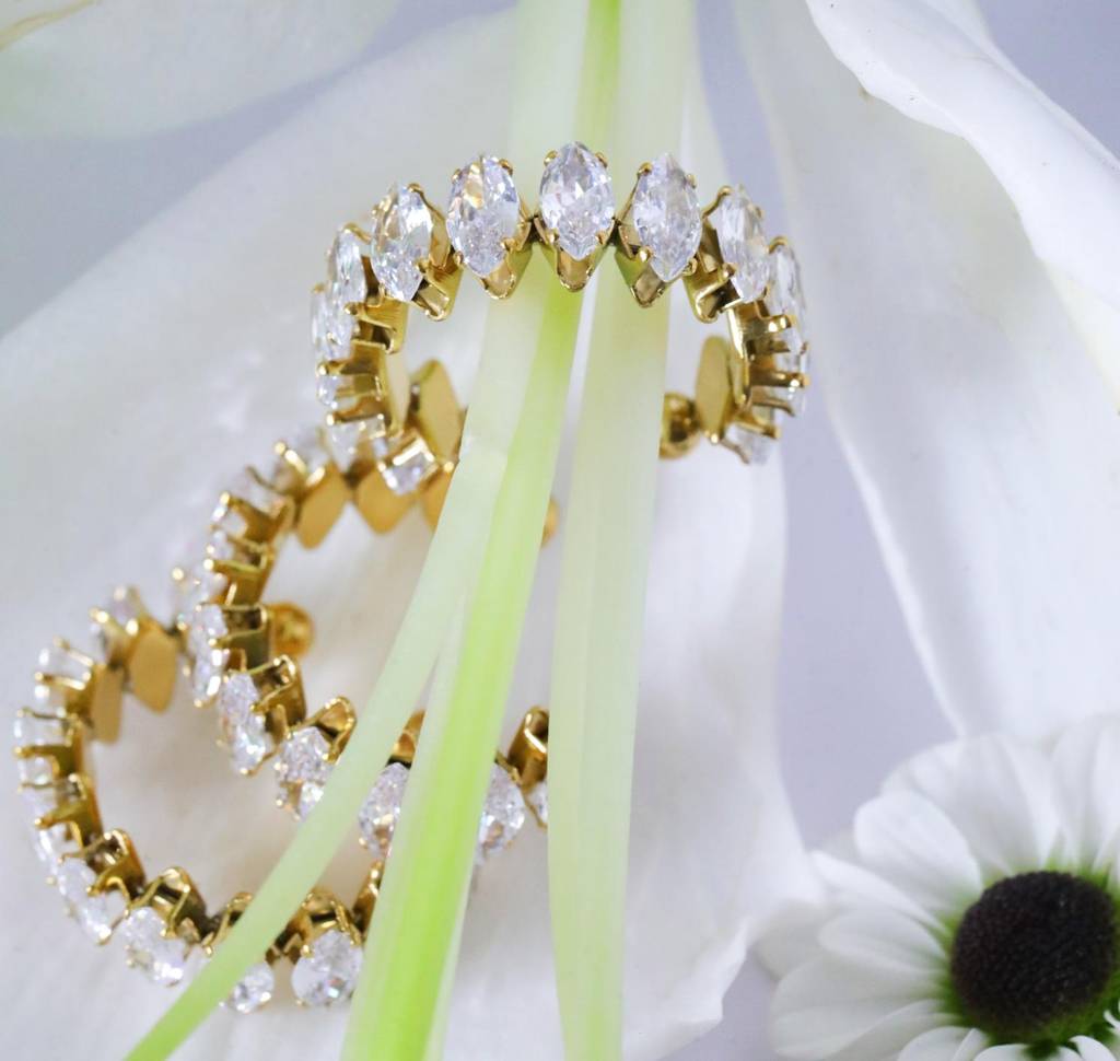 Adjustable White Crystal Ring, Victoria