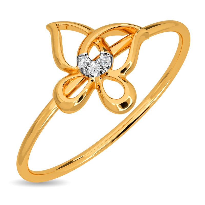 Kisna 14K Yellow Si Diamond Gold Rings For Women | Wrap Butterfly