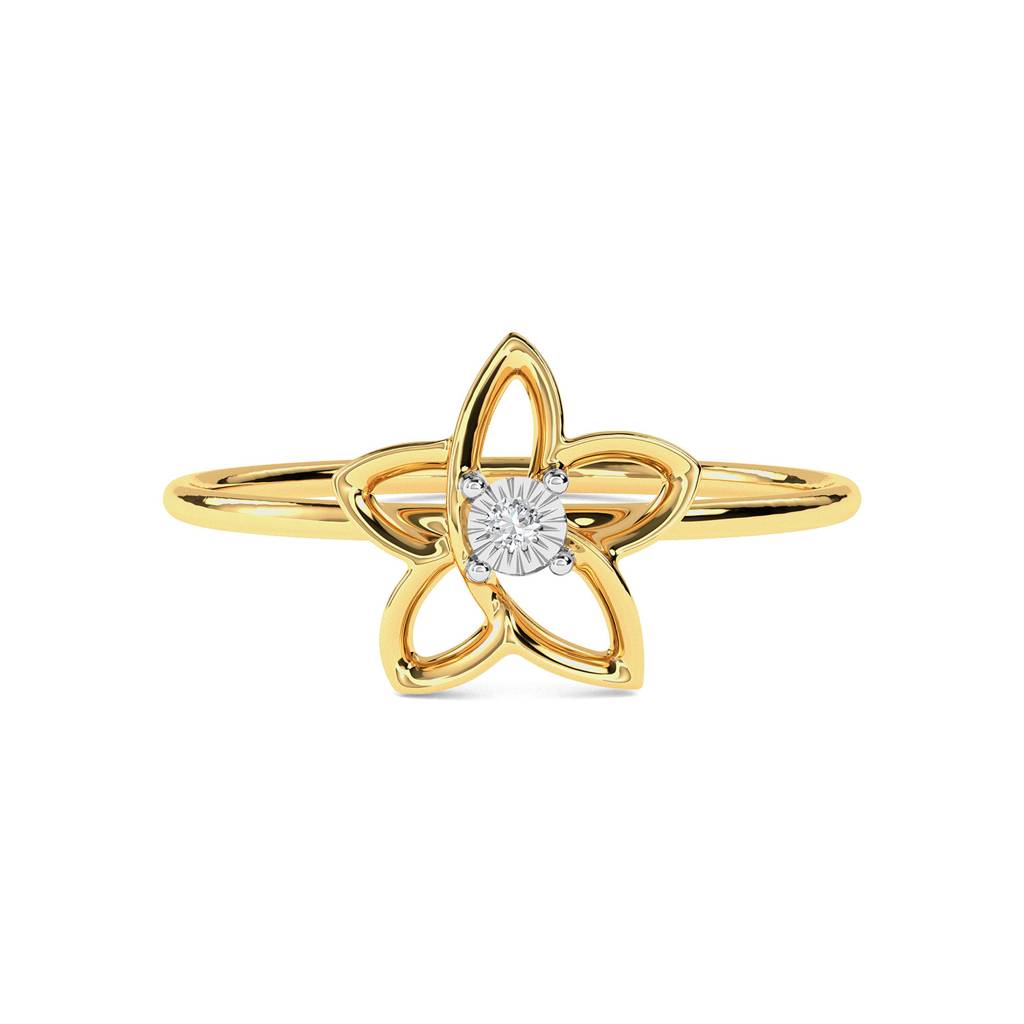 Kisna 14K Yellow Gold Jingle Flower Ring For Women : W10040