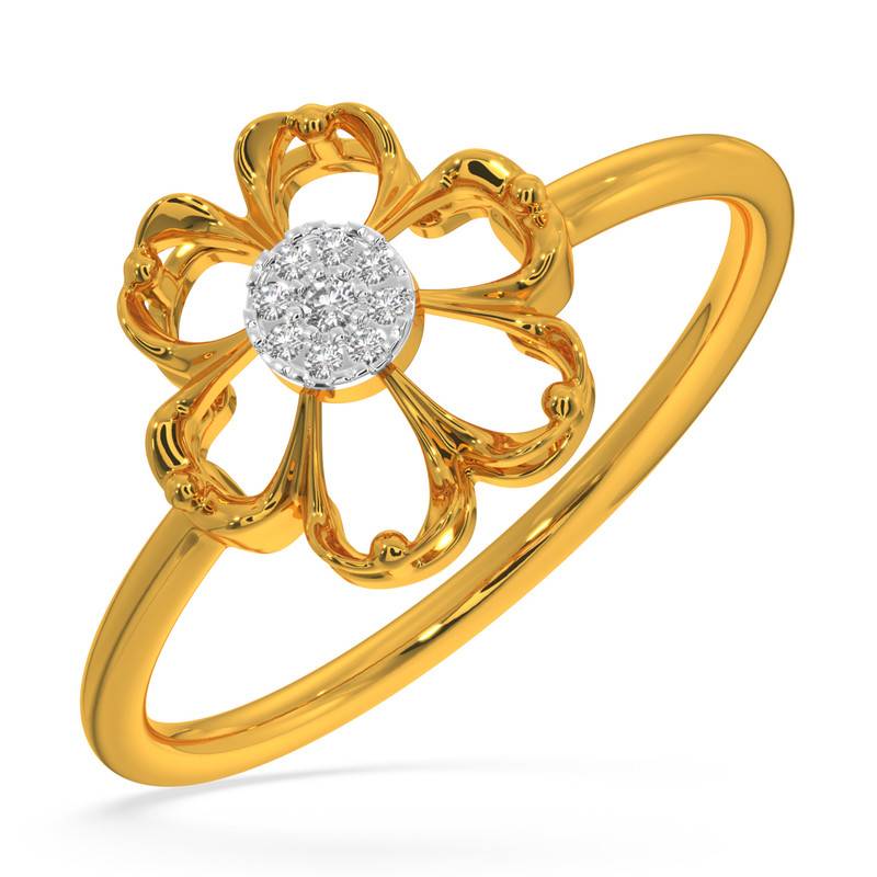 Kisna 14K Yellow Si Diamond Gold Rings For Women | Blooming Flower