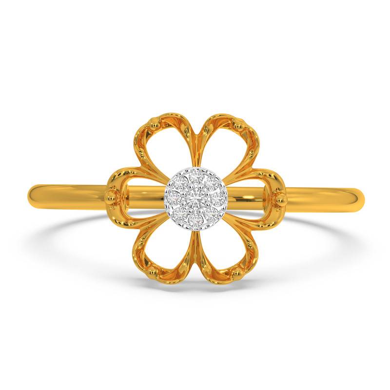 Kisna 14K Yellow Si Diamond Gold Rings For Women | Blooming Flower
