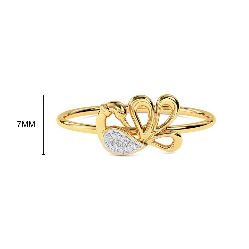 Kisna 14K Yellow Si Diamond Gold Rings For Women | Peacock Feather