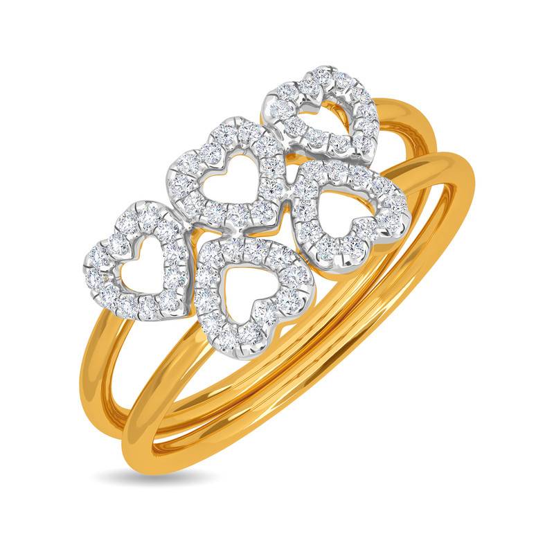 Kisna 14K Yellow Si Diamond Gold Rings For Women | Two Layered Heart
