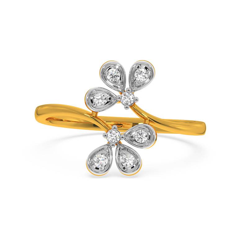 Kisna 14K Yellow Si Diamond Gold Rings For Women | Floriated