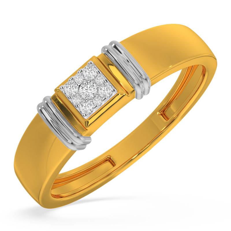 Kisna 14K Yellow Si Diamond Gold Rings For Men | Cushion Band For Men