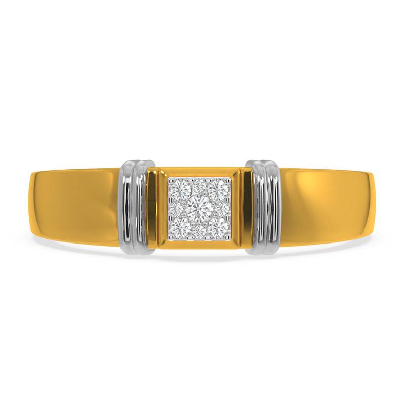 Kisna 14K Yellow Si Diamond Gold Rings For Men | Cushion Band For Men