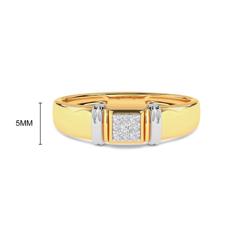 Kisna 14K Yellow Si Diamond Gold Rings For Men | Cushion Band For Men