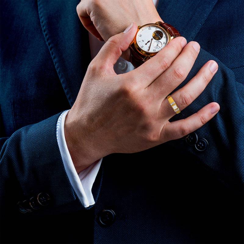 Kisna 14K Yellow Si Diamond Gold Rings For Men | Cushion Band For Men