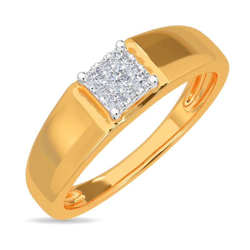 Kisna 14K Yellow Si Diamond Gold Rings For Men | Square Classic