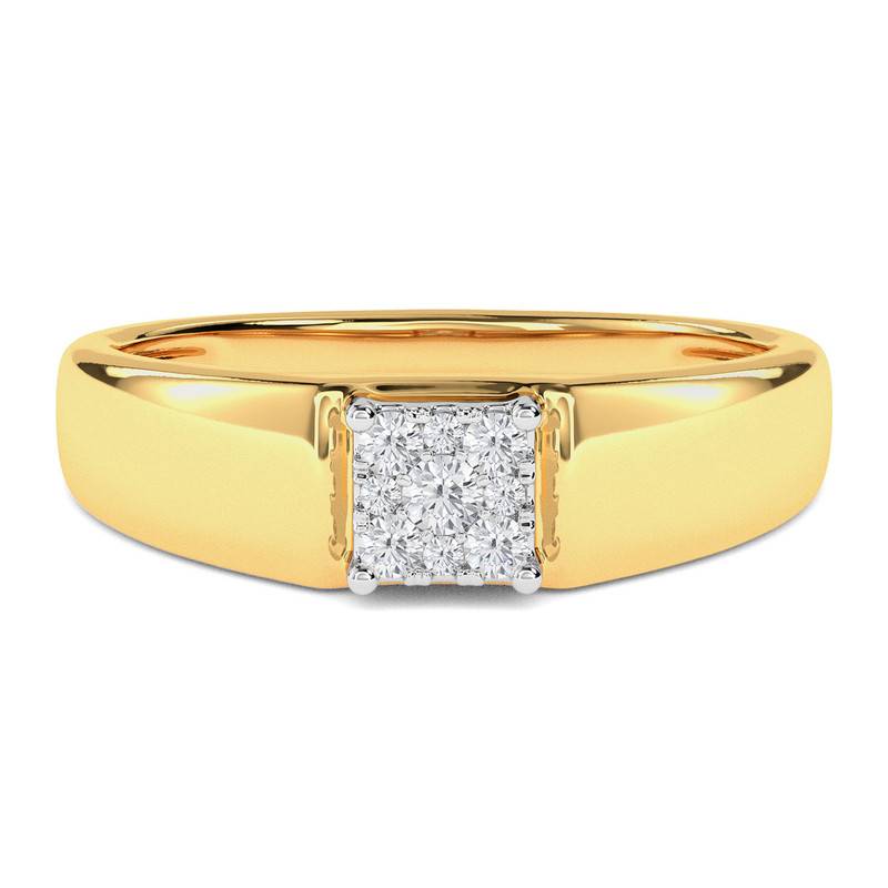 Kisna 14K Yellow Si Diamond Gold Rings For Men | Square Classic