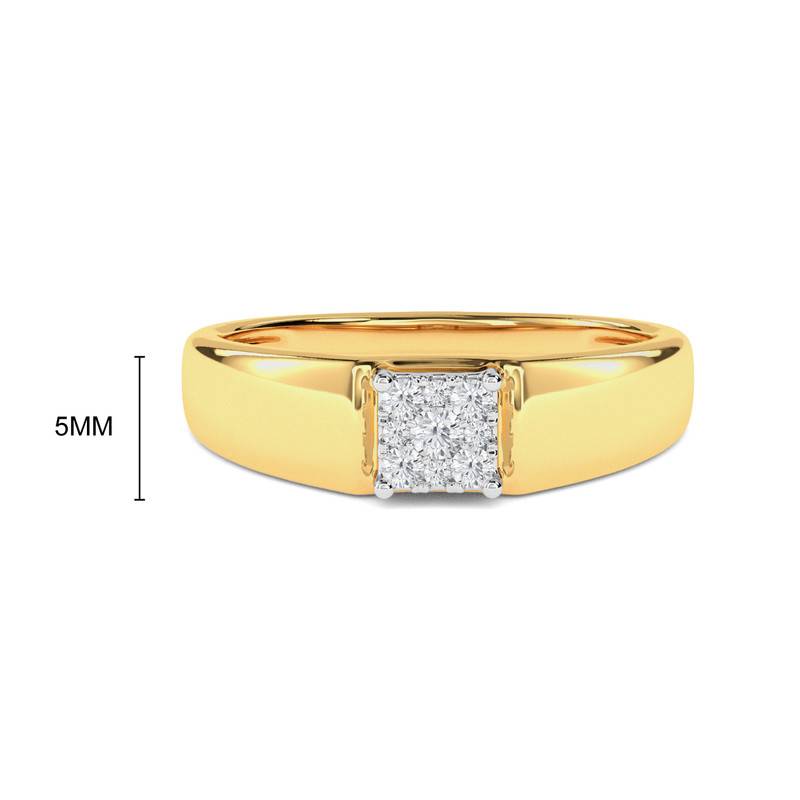 Kisna 14K Yellow Si Diamond Gold Rings For Men | Square Classic