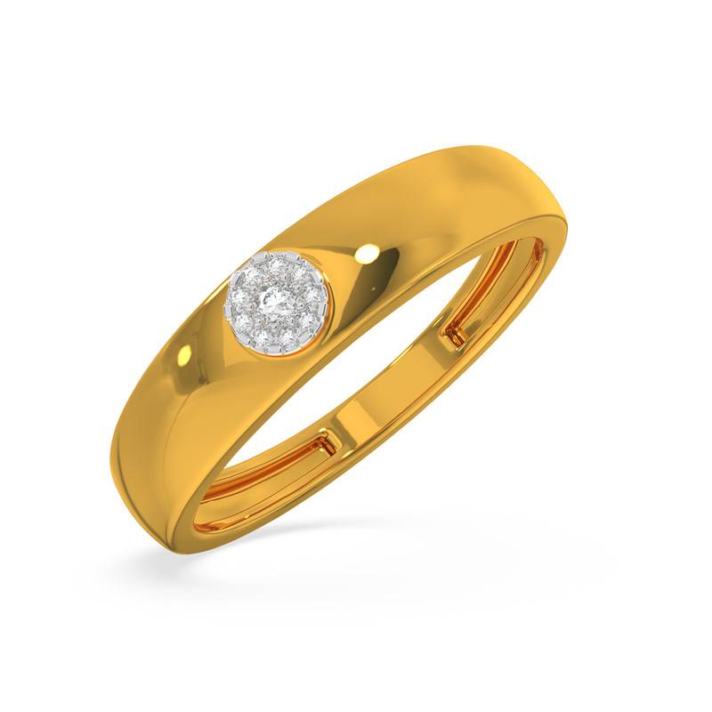 Kisna 14K Yellow Si Diamond Gold Rings For Men | Round Classic