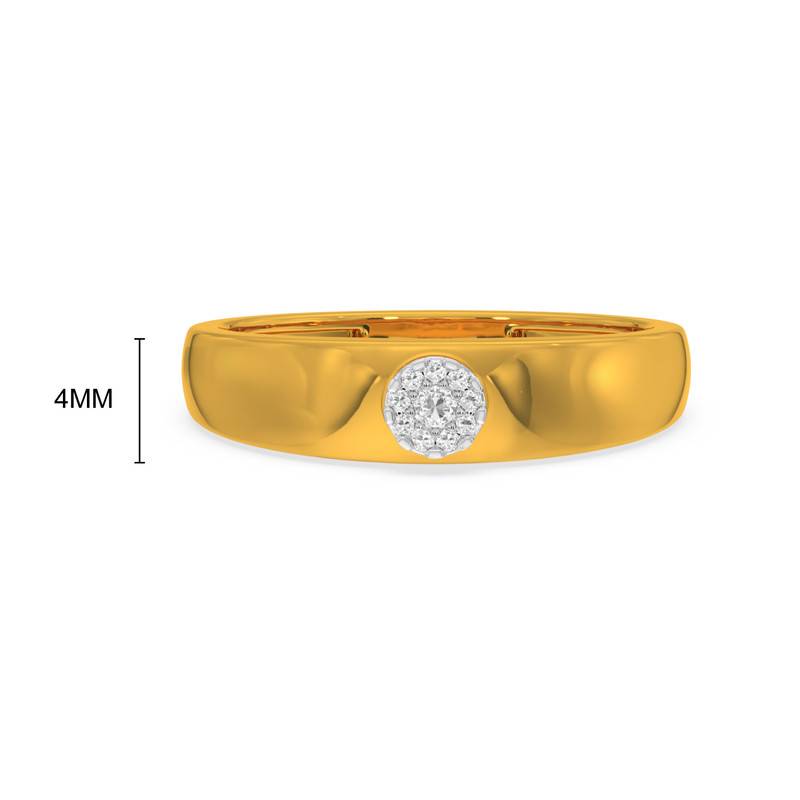 Kisna 14K Yellow Si Diamond Gold Rings For Men | Round Classic