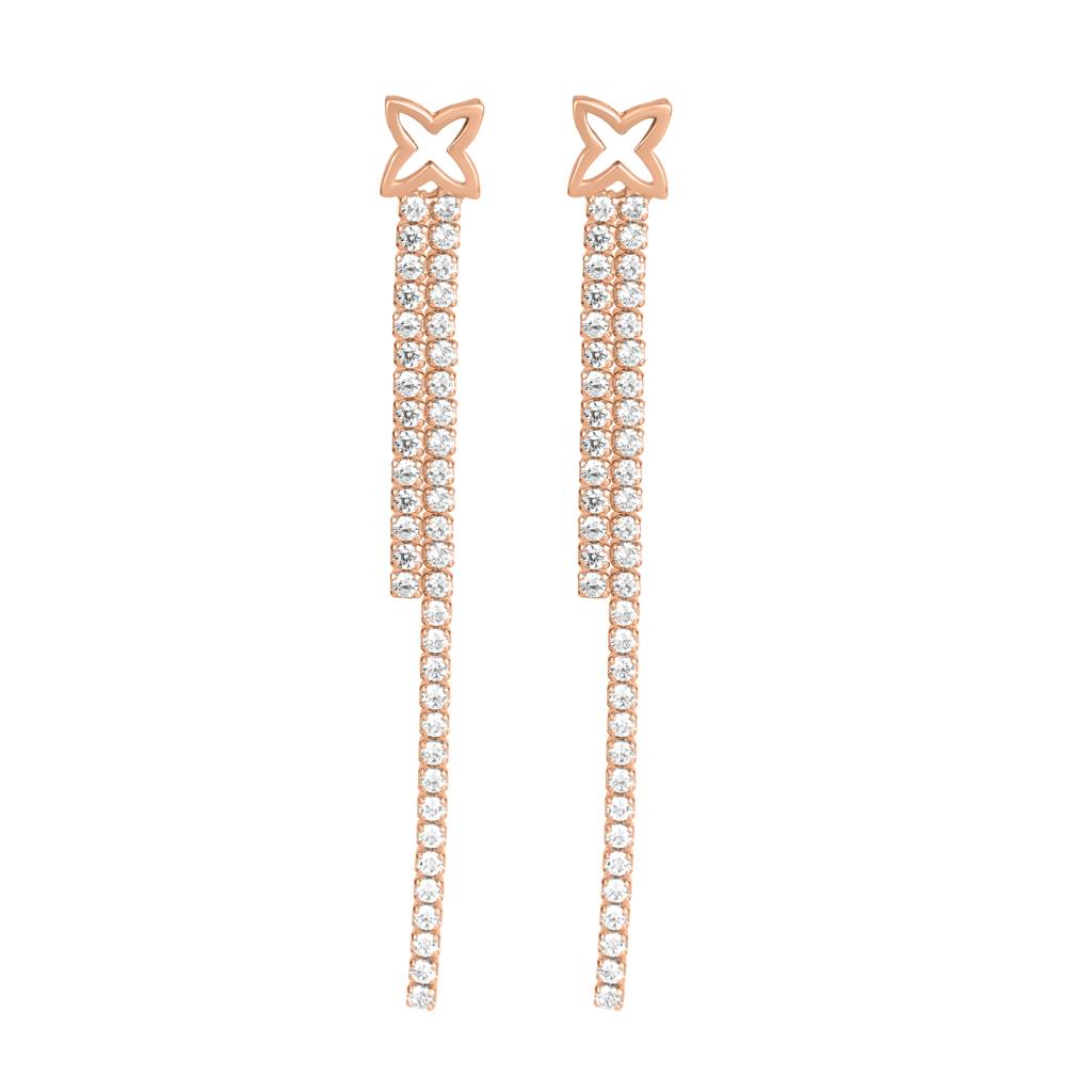 925 Pure Silver Rose Gold Earrings-Twp1052 : TWP1052