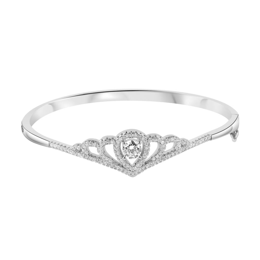 925 Pure Silver Crown Shaped Bracelet | Princess Crown Bangle Bracelet For Women : BR1008