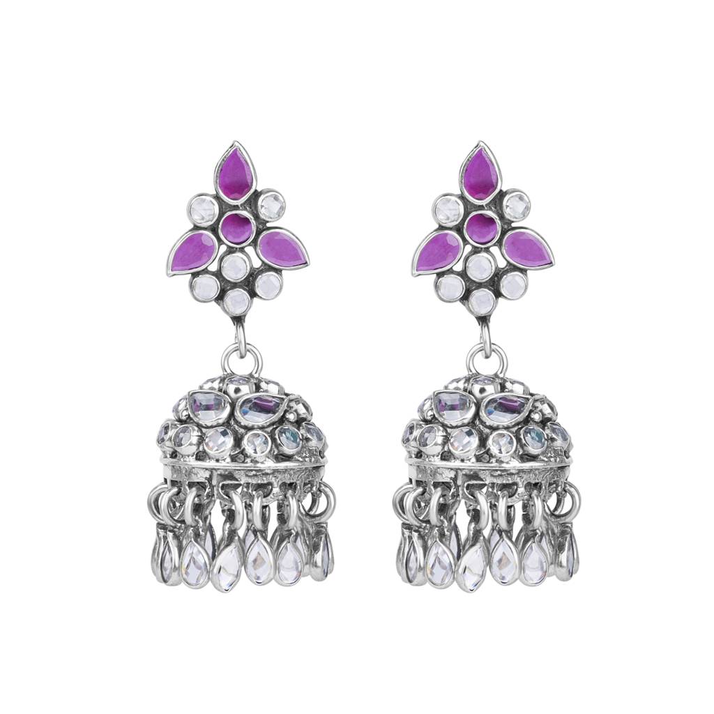 925 Pure Silver Ethnic Long Jhumki Antique Style Drops Earrings