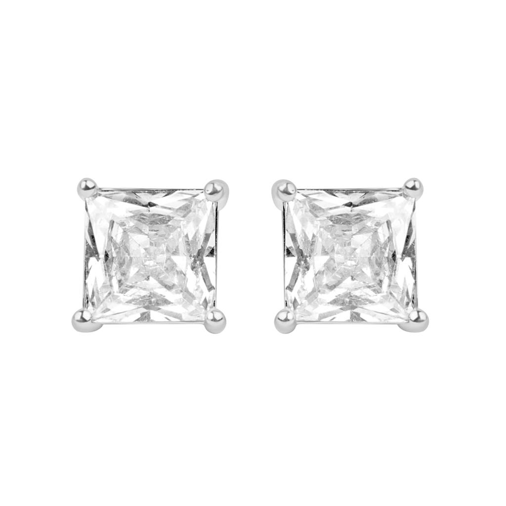 925 Pure Silver Decent Square Zircon Stud Earrings : TWP10226MM